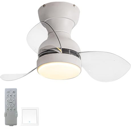 Ventilateur Plafond Avec Lumiere LED Réversible 6 Vitesses Lampe Ventilateur Plafond Et Telecommande Moderne 3 Couleurs Lustre Avec Ventilateur Pour Salon Chambre-transparent