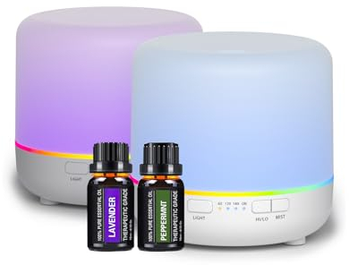 Aroma Diffusoren 200ml Bunte ätherisches Öl Diffusor mit Einstellbarer Nebel-Modus, Auto Off Aroma Diffusor für Schlafzimmer/Büro/Reise (White-2Z-JY03)