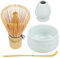 4Pcs Matcha Whisk Set, Matcha Whisk and Bowl Set, Complete Japanese Tea Starter Making Kit with Spoon, Holder, Mixer and Bowl with Pouring Spout for Tea Lovers (White)