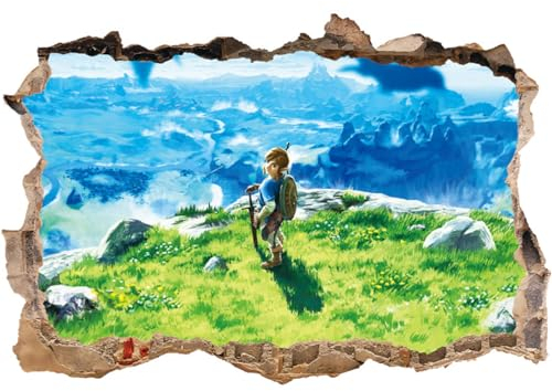2pcs Zelda Legend Spiel Kinder Kaputte Wand 3d Wandaufkleber Selbstklebender Cartoon Schlafzimmer Wanddekoration Poster Aufkleber Tapete 42 * 62,7 Cm