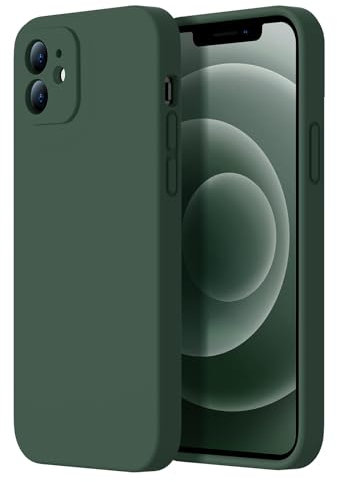 Kiresen Designed for iPhone 12 Case - Upgraded Camera Protection - Soft Microfiber Lining Inside - Liquid Silicone Shockproof Protective Phone Case 6.1 for Men Women Girls - Army Green