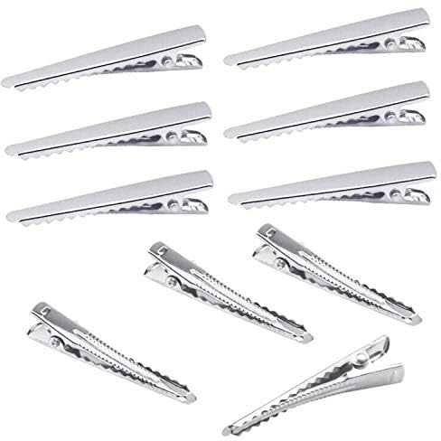 Volumoon 150 Pièces Pinces Crocodiles Cheveux, Métal Alligator Pinces Crocodile Cheveux, Pinces à Cheveux de Bricolage, Barrette Cheveux 45mm, Accessoire de Coiffure pour Femmes et Filles