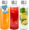 HEFTMAN Glass Bottles with Lids - 3 Pack 500ml Empty Glass Water Bottle Airtight, Leakproof, Stainless Steel Lids - Water, Smoothies, Juice Bottles with Lids & Cleaning Brush for Work, Gym, Home