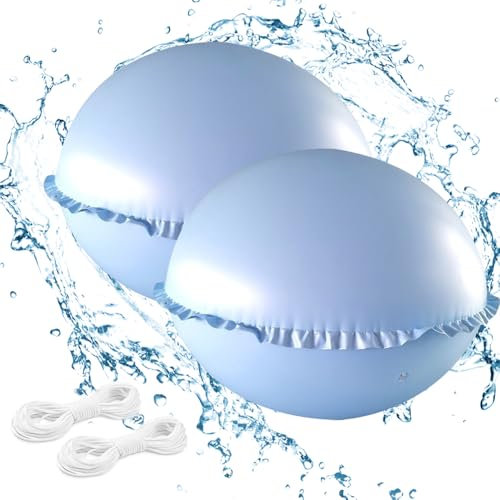 WDKXCN 2 Stück Luftkissen Pool, 120 * 120cm Rund Poolkissen Winter, Tragbares Pool Kissen, Pool Luftkissen mit Zwei 15m Seil Für die Meisten Arten von SchwimmbäDern(Blau)
