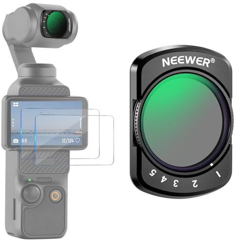NEEWER Variabler ND2-32 Filter Kompatibel mit DJI Osmo Pocket 3, Magnetischer 1-5 begrenzter Blendenstufen einstellbarer ND Filter, Kamera Zubehör, optisches HD Glas, 2 LCD Schutzfolien, FL-50