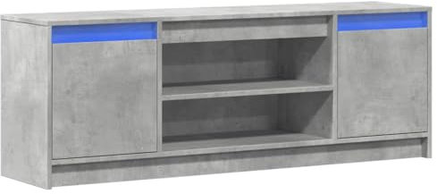 vidaXL Meuble TV avec LED Gris béton 139,5x34x50 cm Bois d'ingénierie