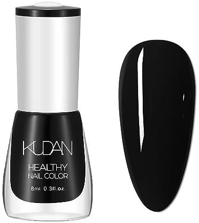 DMQ Black Nail Polish, Pure Black Nail Varnish, Quick Dry Long Lasting Nail Varnish Pastel Nail Gel, Non-Toxic Water Based Formula Nail Polish for DIY Nail Art Manicure No Need Baking - 8ML