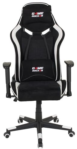 GAME ROCKER Gaming Stuhl G-30 Mikrofaser schwarz/weiß, bis 110 kg belastbar