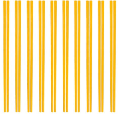 5 Pairs Reusable Melamine Chopstick Dishwasher Safe, Chinese Japanese Chopsticks Gift Set for Cooking Restaurant Family Party, 9.5inch/24cm (8''-Melamine-Yellow)