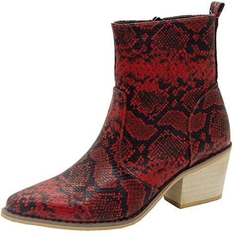 Generico Stivali Gomma Pescatore Stivali Per Pioggia Scarpe da donna a corta con cerniera antiscivolo Stivaletti alla Stivali a punta con tacco da donna Calze X Stivali In Gomma Anfibi Pelle (Red, 41)