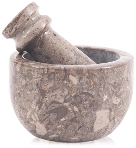 Ensemble mortier et pilon en marbre de 7,6 cm, broyeur d'ail et d'herbes fait à la main, bol, mortier en pierre, petit moulin à épices, pilon et mortier pour la cuisine