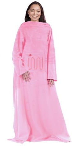 Mad Monkey Unisex Decke mit Ärmeln Ärmeldecke mit Heizfunktion, Rosa, 200 x 130 cm