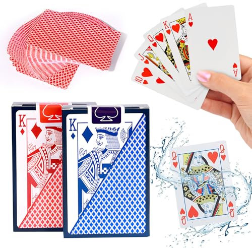 Bogoro Plastik Standard Spielkarten,2 Kartendecks,Pokerkarten Plastik Kartenspiel,Kartendeck Pokerkarten Plastik,Professionelle Plastik Pokerkarten für Blackjack, Canasta Kartenspiel