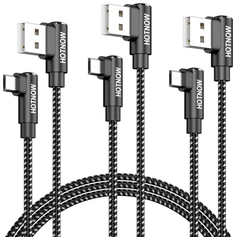 HOTNOW Right Angle Micro USB Cable 1M 3Pack, USB to Micro USB Cable | 90 Degree USB to Micro USB Cable Fast Charging Data Transfer for Samsung S6 S7 Edge and Android Micro Connector