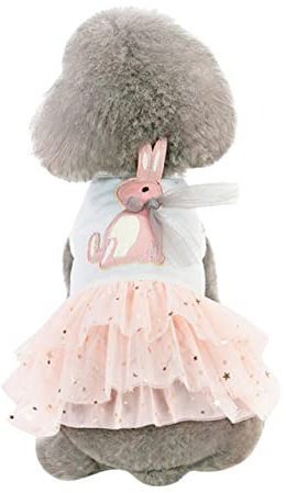 HYTROVE Falda De Gasa para Perros Vestido De Algodón Suave Ropa De Fiesta para Mascotas Color Rosa Talla XL para y Verano
