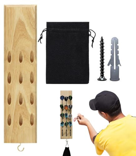 TABSIRAH Wall Mounted Dart Holder, Compact Dart Storage Rack, Dart Wall Holder, Wooden Dart Holder For 12 Tip Darts, Suitable For Game Room, Home Bar Decor