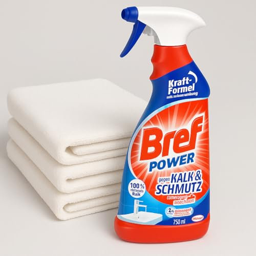 Kalkreiniger Power mit Sofortwirkung (750 ml) + 3 Mikrofasertücher + PurLife Sticker