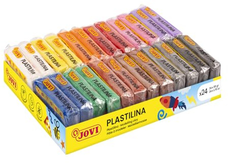 Jovi - Knete - Packung mit 24 Tabletten, 50 Gramm jede, 12 Farben, glutenfrei (P70/24C)