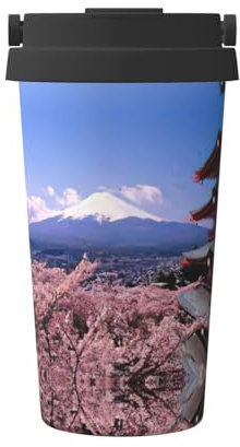 Mount Fuji Japan Printing Casual Travel Coffee Mug for Hot Cold Coffee Stainless Steel Tumbler for Home Office Travel