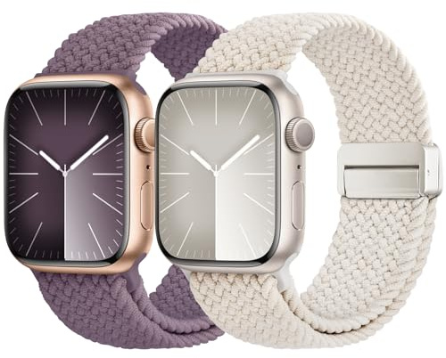 Fullmosa Geflochtenes Armband 2025 Neuversion – Kompatibel mit Apple Watch 38mm/40mm/41mm/42mm (iWatch SE 3 2 1, Series 11 10 9 8 7 6 5 4) | Sport Nylon-Armbänder mit Magnetverschluss für Damen Herren