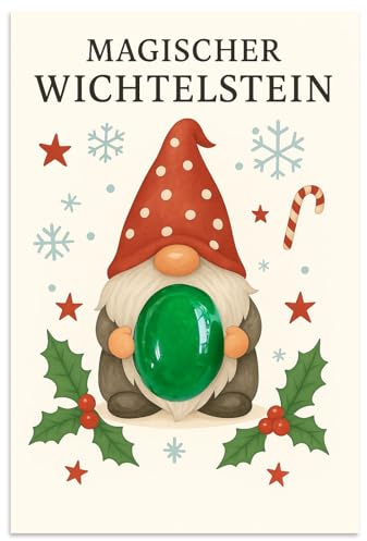 Scinzene Magischer Glücksstein mit Karte 1.5-2 cm Geschenk für Kinder und Wichtel Zubehör Weihnachten inklusive liebevoll gestalteter Karte