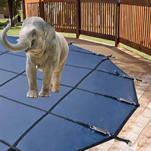 RENLXFI Bâche de Piscine Bâche De Protection pour Piscine d'hiver, Couvercle Sécurité Rond en Maille Bleue sur Mesure, Bâche pour Piscine Creusée avec Ancrages en Laiton(Dia 30.5foot/9.3m)