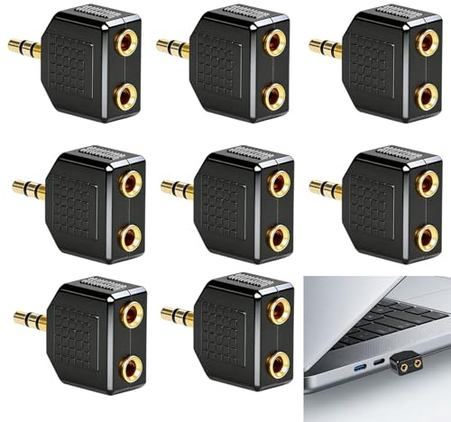 Husalsea 8 Stück 3.5mm Klinke Stereo Audio Adapter Verteiler, Kopfhörer Splitter, Audio Splitter, 1x Stecker auf 2X Steckdosen Kompatibel mit Computern, Mediaplayern und Audiogeräten