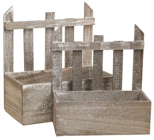 Viana Pflanzkasten Holz Vintage 2er-Set Mini Blumen Deko
