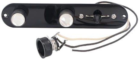 Fully Loaded Guitar Control Plate Prewired 3 Way Volume Tone Controls Plate with Harness for Telecaster (Black)