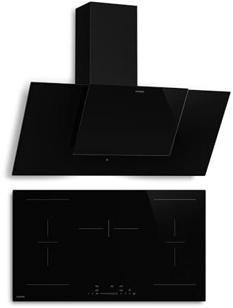 Klarstein HaloSync Induktionskochfeld mit Dunstabzug 90 cm – 5 Zonen, 11400W Boost, Touch-Slider, Flexzonen, Timer, Kindersicherung, Restwärmeanzeige, integrierter Dunstabzug