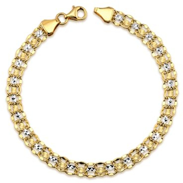 LAMUR Armband aus 585er-Gold, Goldarmband für Damen, Damenschmuck (Bismarck, Breite 5.5 mm, Länge 19 cm)
