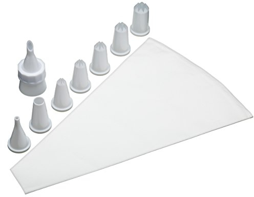 KitchenCraft Sweetly Does It Starter Icing Set with Reusable Piping Bag and Nozzles in Gift Box, Cotton/Plastic, 10 Pieces, Grey