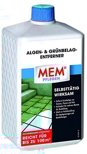 MEM Algen und Grünbelag-Entferner, Hochwirksames Reinigungskonzentrat, Für verschiedene Untergründe, Einfache Anwendung, Lösemittelfrei, 1 Liter, Farblos