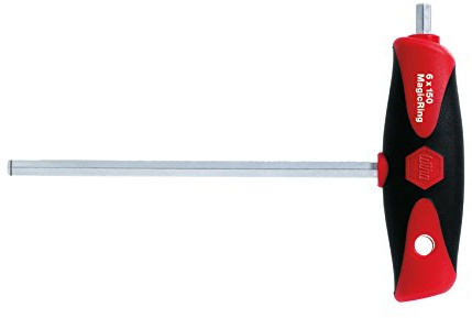 Wiha Stiftschlüssel mit Quergriff ComfortGrip Sechskant Klemmringfunktion MagicRing® für das Halten von Schrauben ohne Magnet mit Seitenabtrieb, mattverchromt (26139) 8 x 200 mm