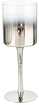 Boltze Windlicht Grazia (ø 9 cm, Farbe silber-transparent, Dekoration für Weihnachten / Wohnung, Teelichtglas) 1511700