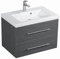 emotion | Waschbecken mit Unterschrank in Anthrazit Gemasert | Made in Germany | B70,4 x H51 x T46 cm | Waschtischunterschrank mit Zwei Schubladen | Mineralgussbecken für designvolle Badezimmer