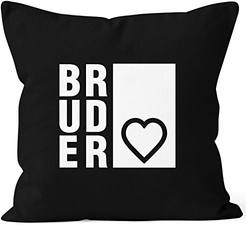 MoonWorks Kissenbezug Bruderherz Bruder Geschenk Geburtstag Kissen-Hülle 40x40 Baumwolle Schwarz 40cm x 40cm