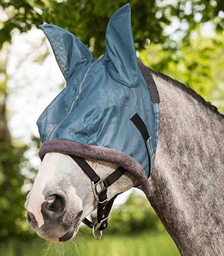 WALDHAUSEN Fliegenmaske Protect, Vollblut, taubenblau
