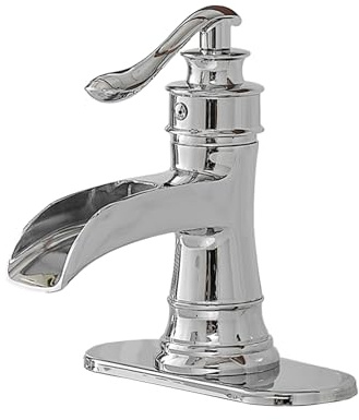 BWE Messing Wasserfall Waschbecken Wasserhahn Chrom Kein Abfluss
