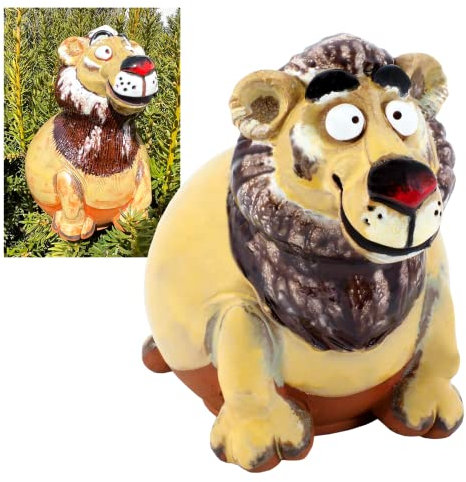 Midene Gartenstecker Keramik Handgefertigt - Gartendeko für Draußen Wetterfest - Garten Deko Keramik - Gartenfiguren & Gartenstatuen - Löwe