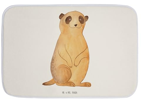 Mr. & Mrs. Panda Badvorleger Erdmännchen - Geschenk, Badematte, Traveling, Reisen, Teppich Badezimmer, Afrika, Wildtiere, Badezimmermatte,
