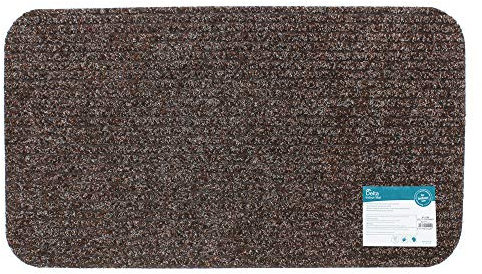JVL 01-228BR Delta Ribbed Lightweight Indoor Entrance Door Mat, Brown, 40 x 70 cm