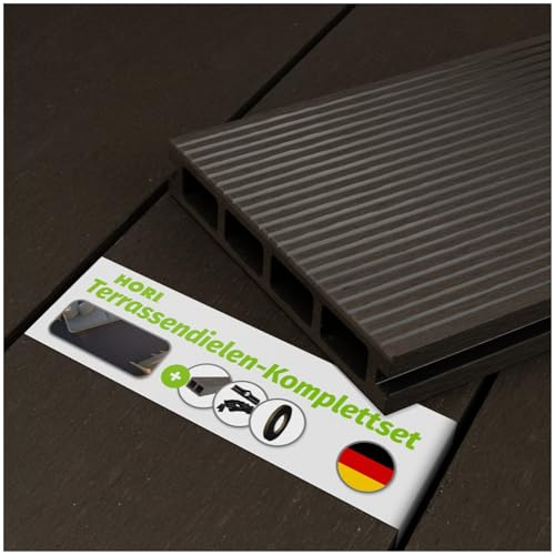 HORI Kuba WPC Terrassendielen Komplettset, Hohlkammer inkl. Unterkonstruktion & Clips, wetterfest, pflegeleicht & UV-beständig Fläche: 39 m² - 540 cm Dielenlänge - Anthrazit