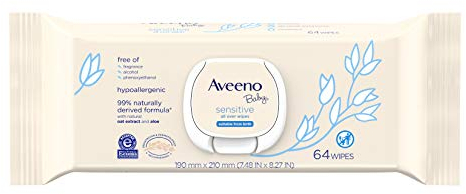 Lot de 64 lingettes AVEENO Baby Sensitive pour tout le corps, sans paraben ni parfum, sans parfum