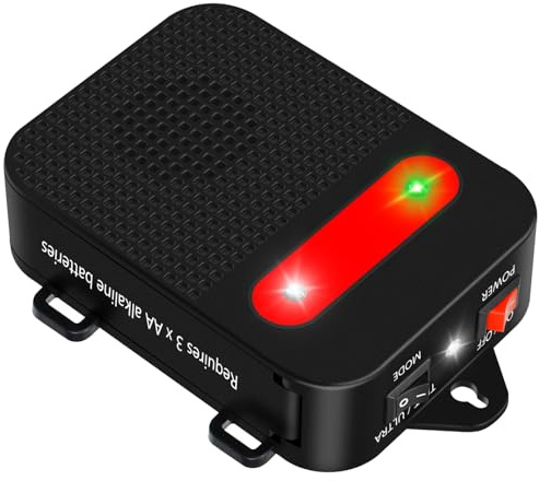 Angveirt Ultrasonic Rodent Repellent Under Hood Battery Operated Pest Repeller with Strobe Lights, Humane Mouse Deterrent for Car Engines, Garage – Prevents Nesting & Wire Damage, 1 Pack