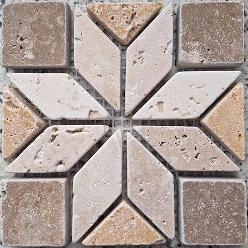 Naturstein Décoration de salle de bain Carreaux Mosaique Motif Beigejaunenoyer