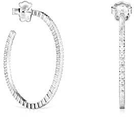 TOUS Große Creolen aus Sterlingsilber für Damen mit Druckknopfverschluss und 40 mm Durchmesser, klassisch und elegant, gerade Kollektion