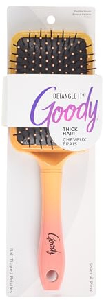 Goody Dream Paddle Brush For Thick Hair, Detangler Brush with Flexible Bristles, Tackle Tangles, Knots & Reduce Frizz, Pink & Orange Ombre