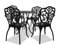Centurion Supports BANGUI Luxurious Garden & Patio Table & 4 Large Chairs with Armrests Cast Aluminium Bistro Set - Black