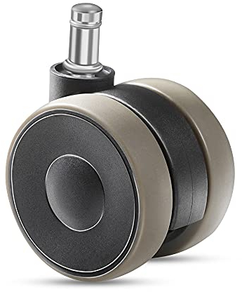 Bürostuhl Rollen 11mm Hartbodenrollen für Bürostühle 5er Set Ersatzrollen Schreibtischstuhl Rollen, Gummirollen Bürostuhl für Teppich und Parkettböden und Fliesen, Bürostuhlrollen 65mm bis 300kg, Grau